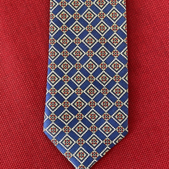 Gelo House Paris, florals geometric blue men tie - Picture 2 of 7